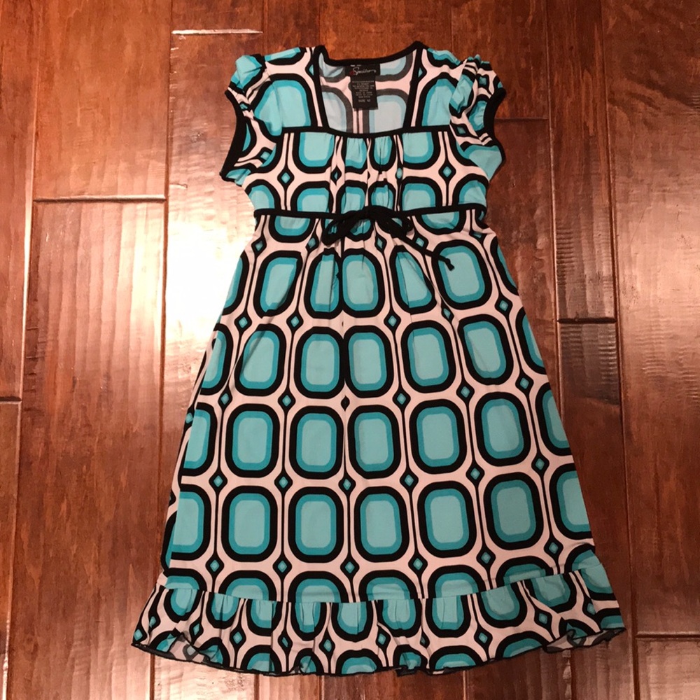 Kids 12 Aqua Patterned Dress